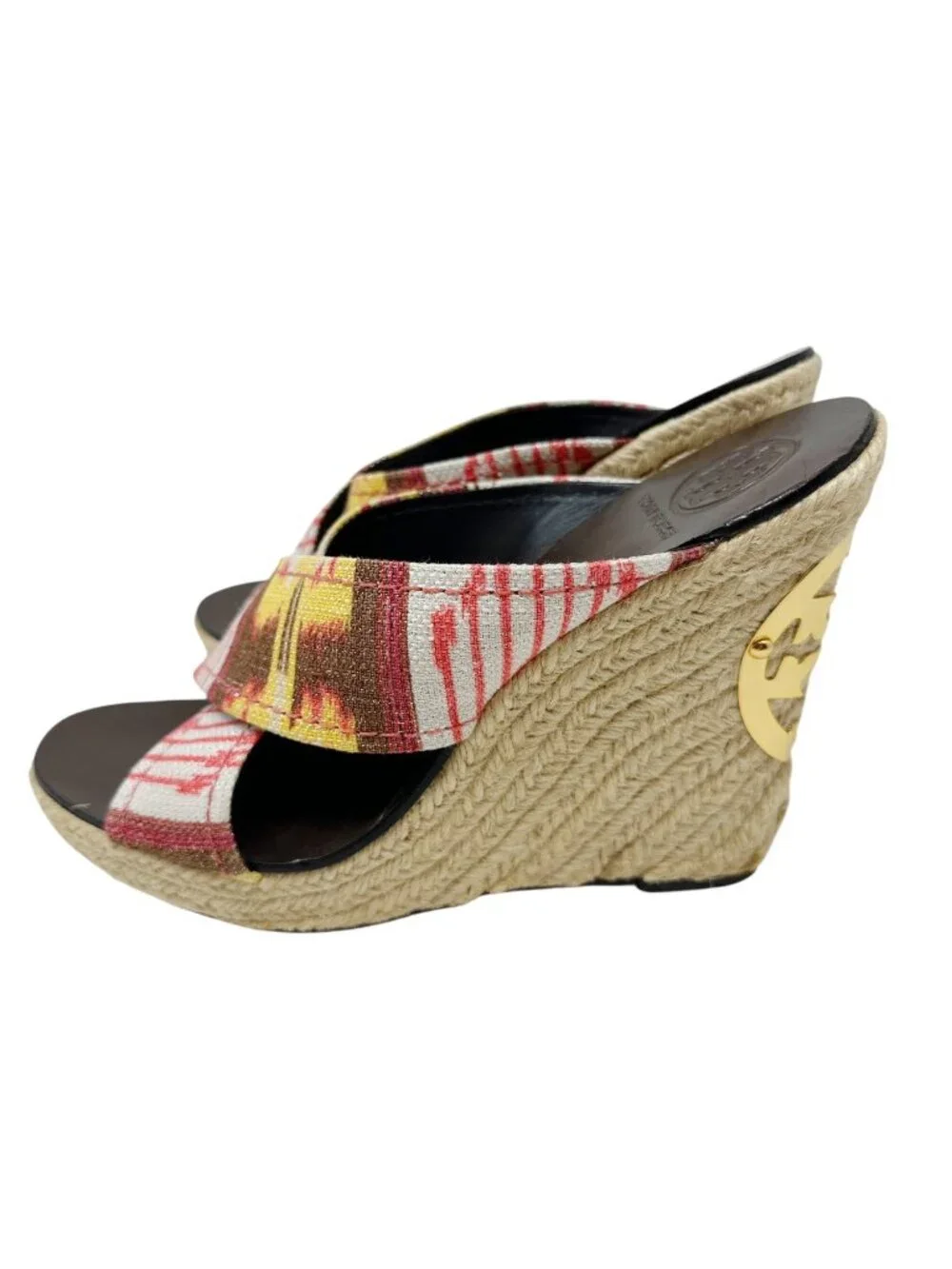 Tory Burch Kristen Espadrille Wedge Sandals Aztec Tribal Print Size 9